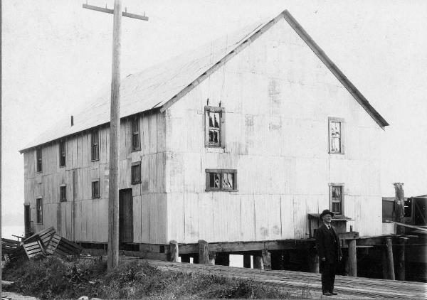 Broder's first New Westminster canneryAbout 1912 John Broder standing