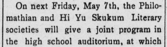 hi yu skukum literary society