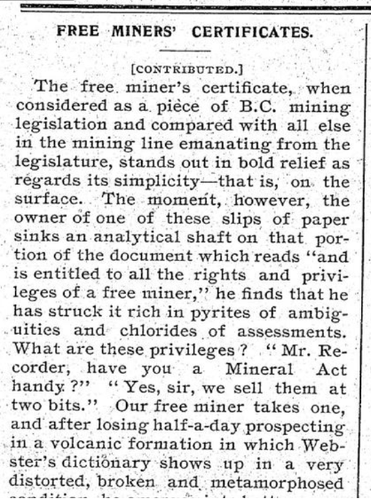 Free Miners Certificates