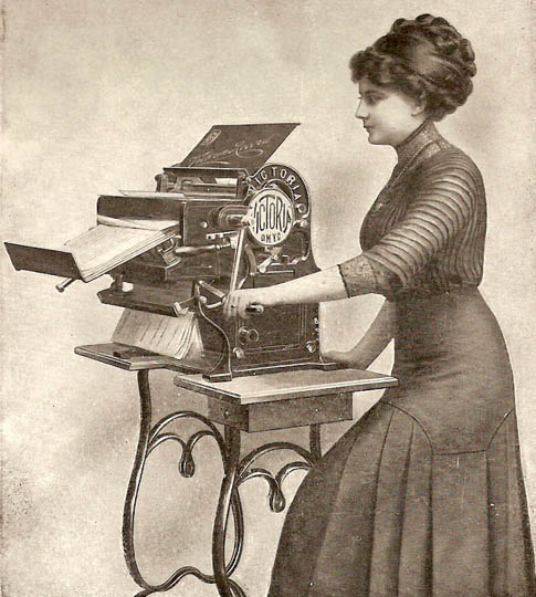 woman and copying machine